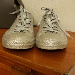 Silver glittering convers